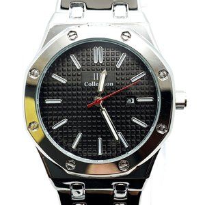 Luxury Ladies Fashion Watch Silver Case Black Dial